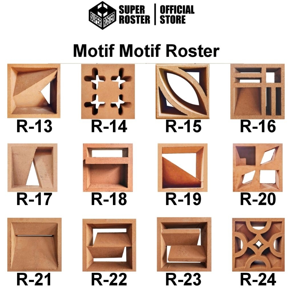 Roster Beton Lubang Angin Minimalis Ukuran 20 x 20 x 10 motif R-13 - R-24
