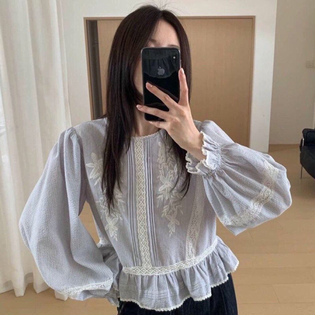 Blair Vintage Blouse / Blouse wanita premium Blouse Bunga wanita