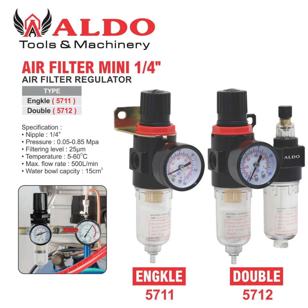 AIR FILTER MINI  1/4”   / AIR FILTER REGULATOR / SARINGAN ANGIN KOMPRESSOR MINI / MINI AIR CONTROL F