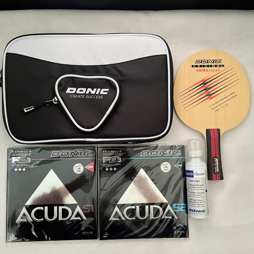 Bat Pingpong Donic Original Carbo Speed + karet Donic Acuda Set