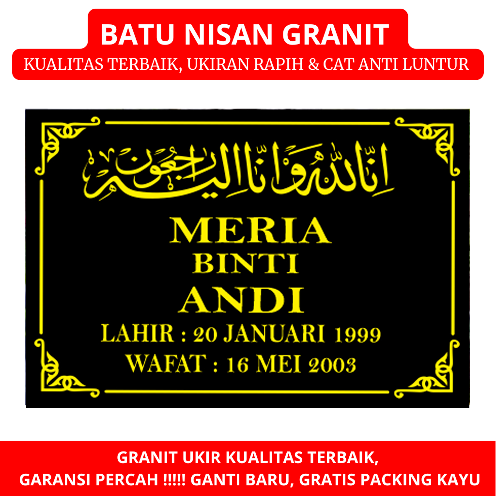 Batu Nisan Murah Bentuk Buku Granit Full harga percm