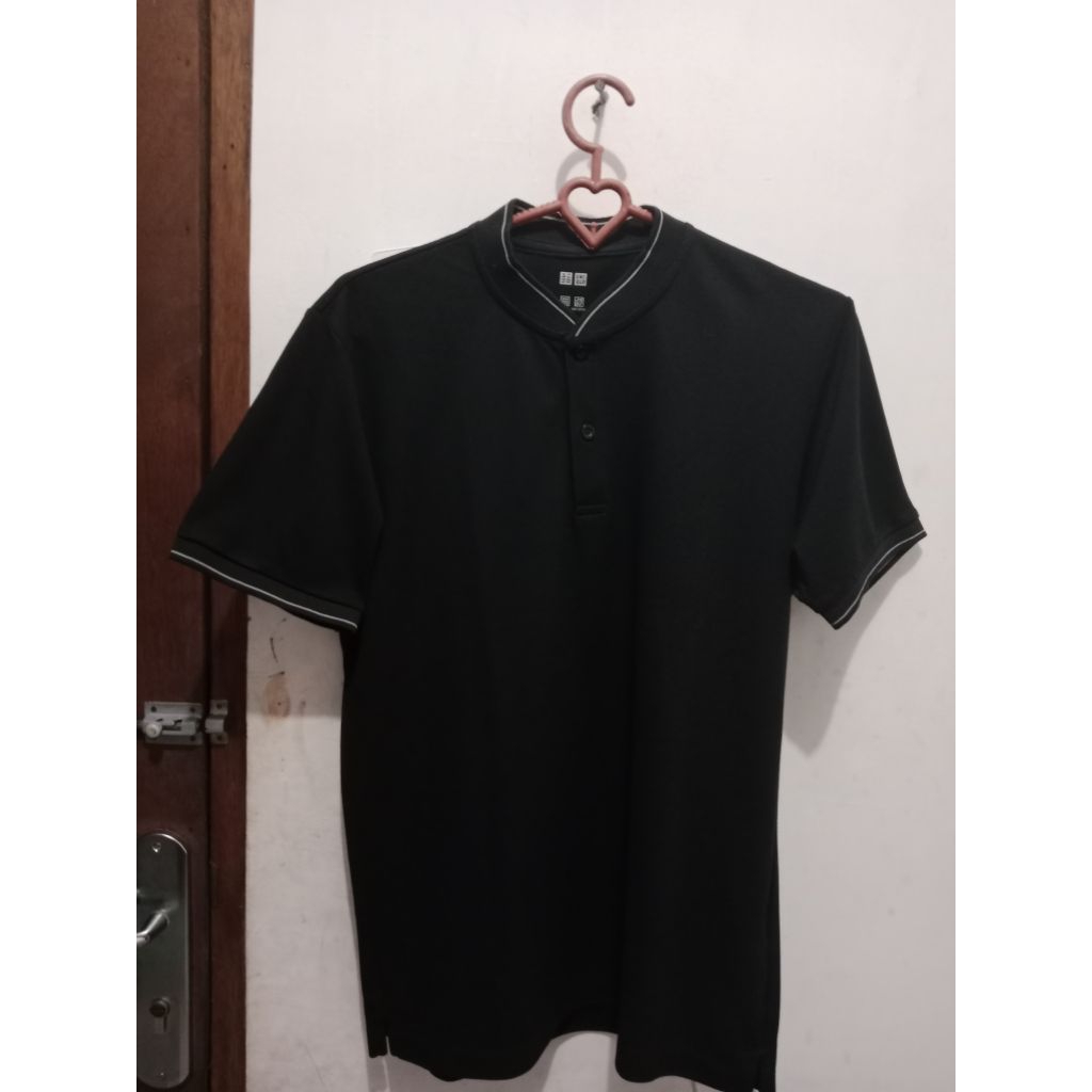 fortified polo shirts hitam uniqlo original pria