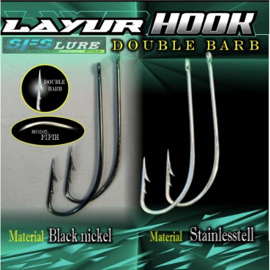 10pcs Kail pancing layur double barb tangkai panjang sfs lure kail pancing mata kail tajam kail taja