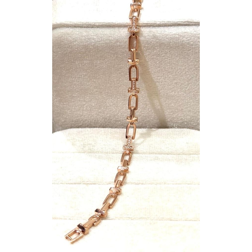 Gelang Rantai Emas Tiffany variasi Sirkon Kadar 8k