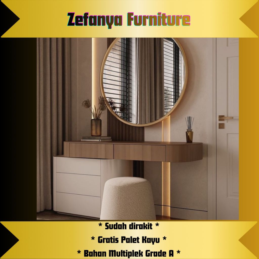 Meja rias lengkung minimalis meja lengkung gantung