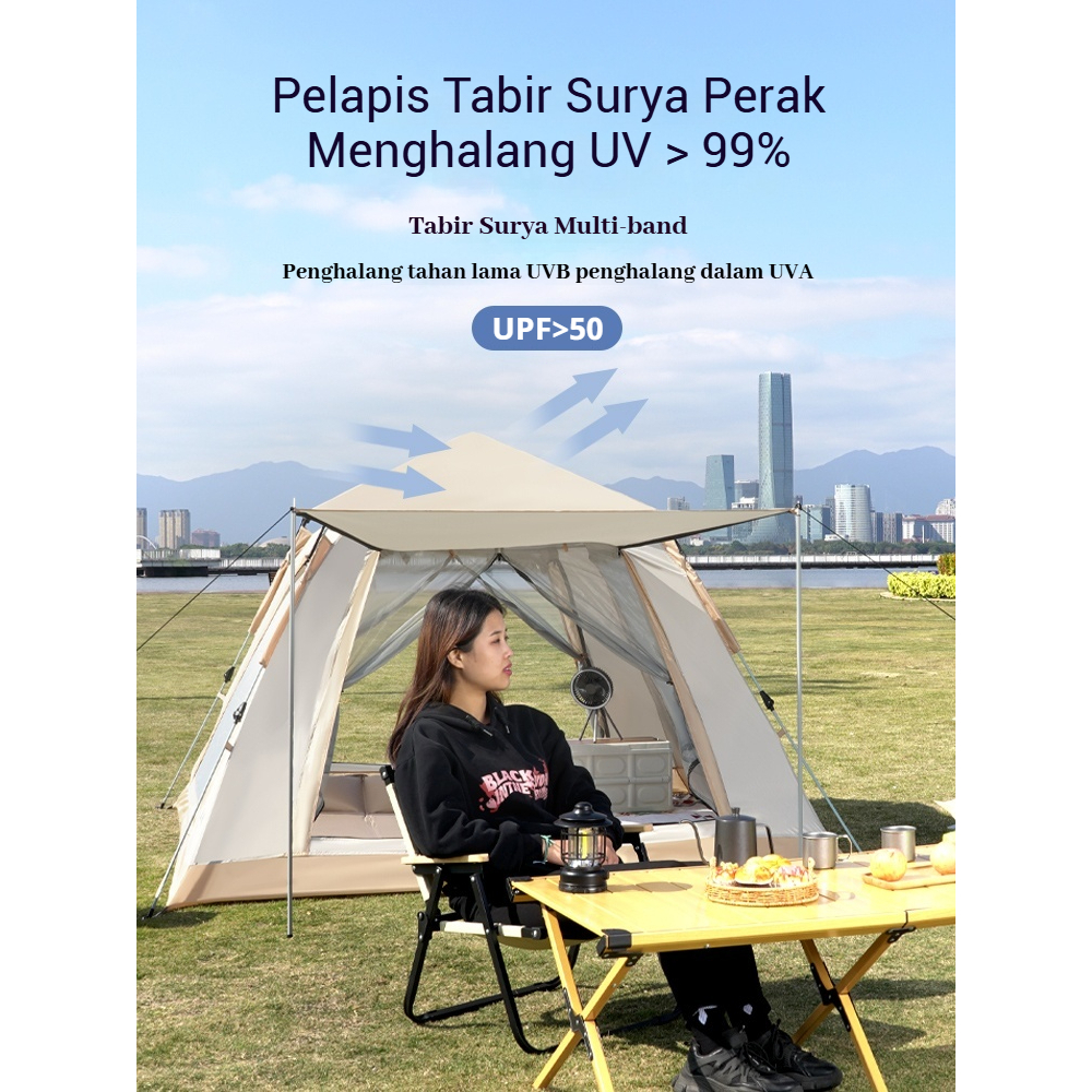 Tenda Camping Alat Kemah Lipat 4-6 Orang Outdoor And Indoor Tenda Gunung Portable Waterproof Co