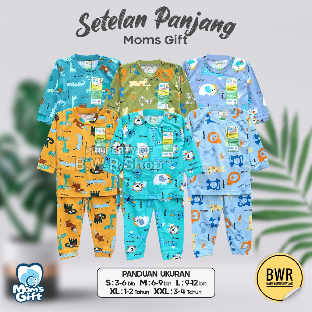 Moms Gift Setelan PANJANG Animal ( 1-4 tahun ) Setelan Piyama Baju Tidur Anak - BWR