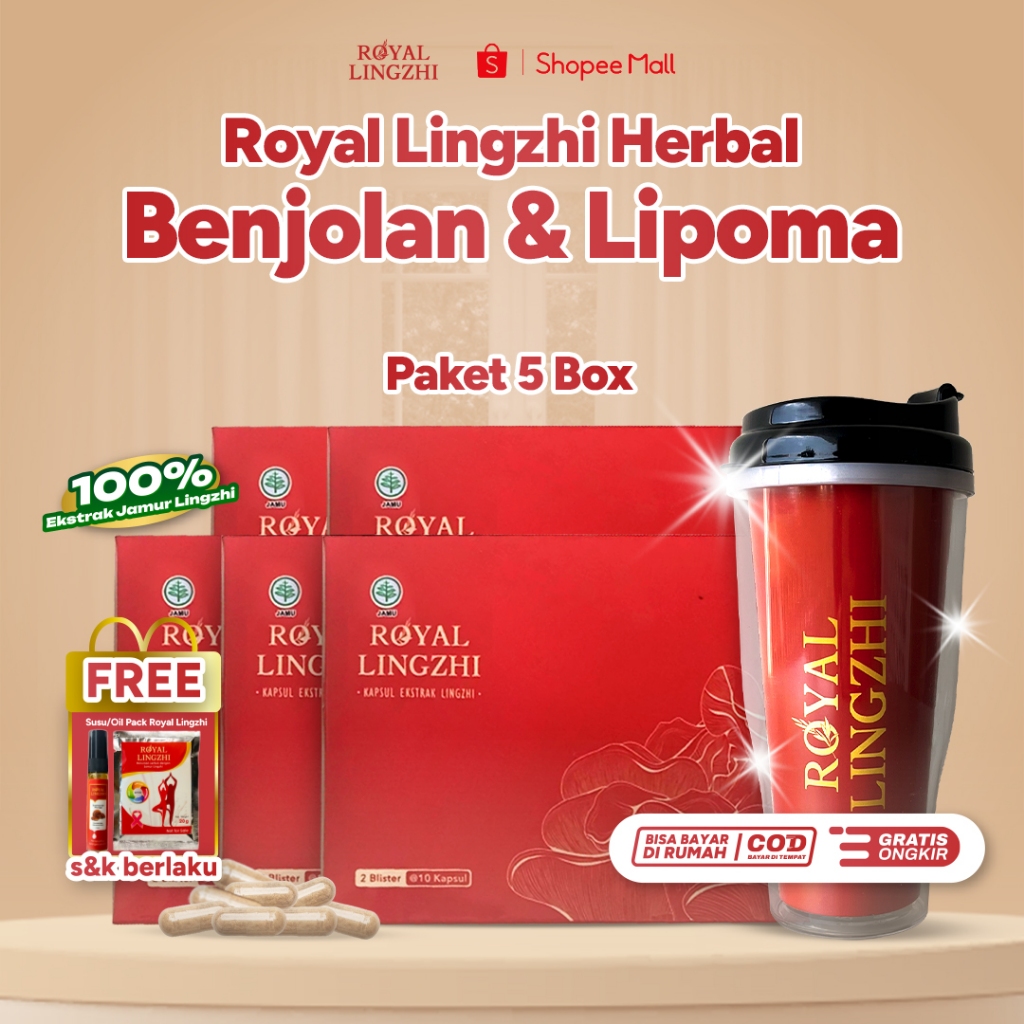 Royal Lingzhi Obat Benjolan Herbal 100% Ekstrak Jamur Lingzhi Paket 5 Box
