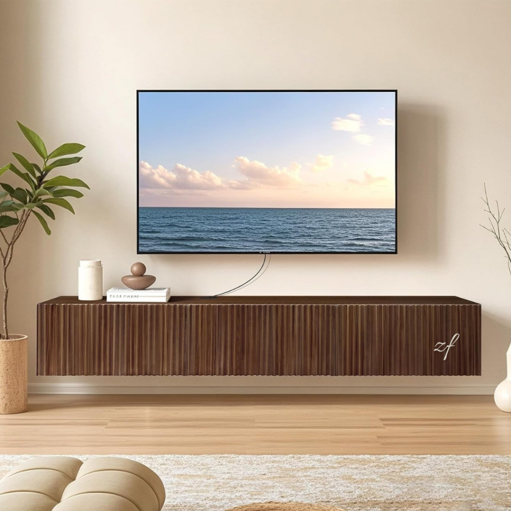 Bufet TV Gantung Meja TV Dinding Floating Salur Minimalis Jati Asli