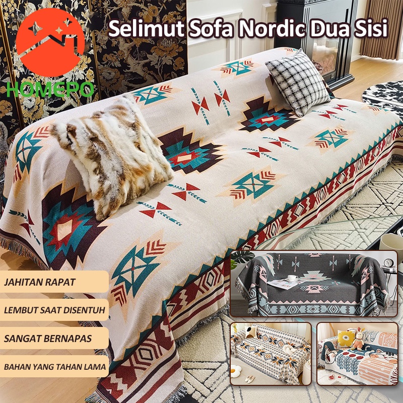 Cover Sofa Selimut Sofa Motif Nordic Blanket Dua Sisi Sarung Sofa Throw Blanket Penutup Sofa Cover S
