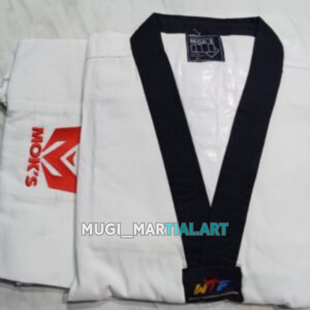 BAJU TAEKWONDO MOKS BIST HITAM FINAL STROM / DOBOK TAEKWONDO MOKS