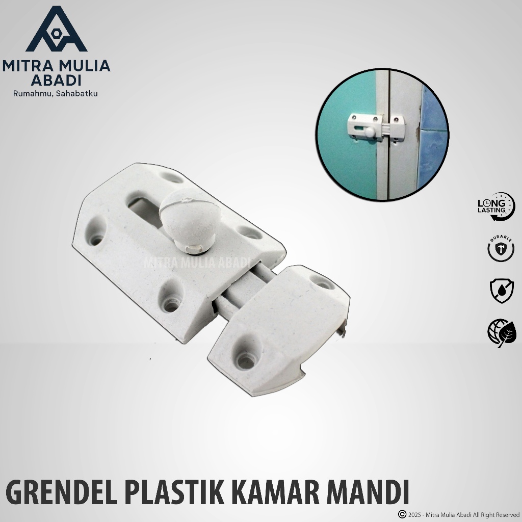Grendel Selot Pintu PVC Kamar Mandi 1 pcs + Skrup