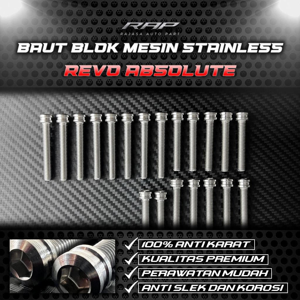 BAUT MESIN REVO ABSOLUTE REVO ABS STAINLES ANTI KARAT COSTUME MODEL TITANIUM BAUD BLOK MESIN REVO