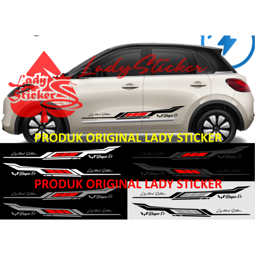 Cutting sticker mobil binguo ev sticker stiker mobil wuling binguo ev