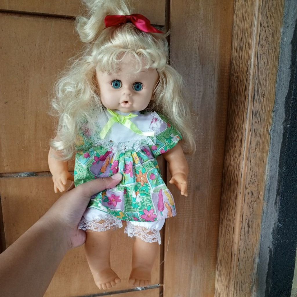 Doll/boneka bayi Jadul dg dot, karet badan dakron
