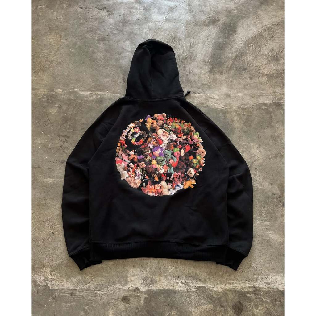 Hoodie Stussy Bear Face Full Print Cotton Fleece 280gsm Unisex Size M–2XL