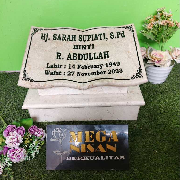 BATU NISAN TERMURAH MARMER(30X40)/MAESAN KUBURAN BATU ALAM MARMER/NAMA NISAN MAKAM+PCKING KAYU