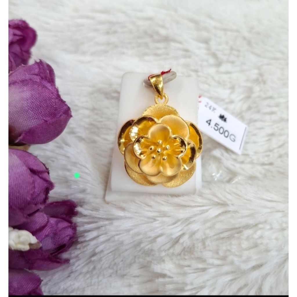 Liontin Mawar Emas Asli 24K Hongkong 999.9