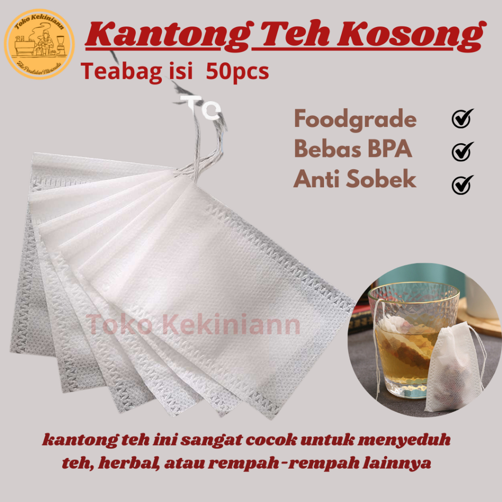 Kantong  Wadah Rempah Teh Celup Kosong Teabag Model Serut 5.5x7cm 50 PCS