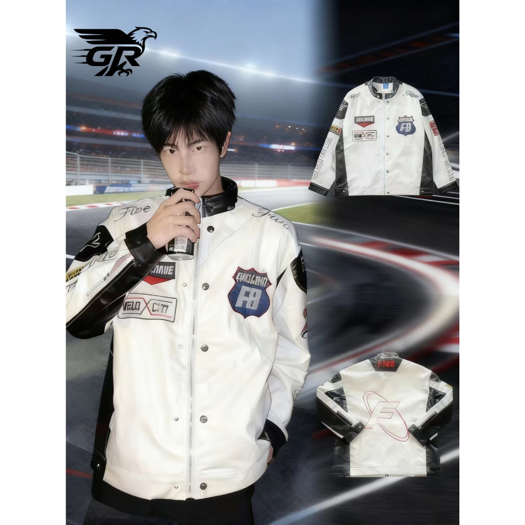 GR F1 Jaket Kulit Racing Parasut Pria Coat Korean Style Bordir Premium OOTD Baju Distro Windproof Re