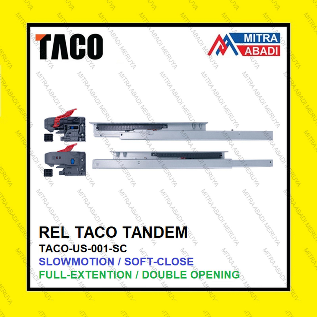 Rel Laci Tandem TACO 40 cm Soft Close Slowmotion Full Double Extension US 001 SC Dobel Slow Motion K