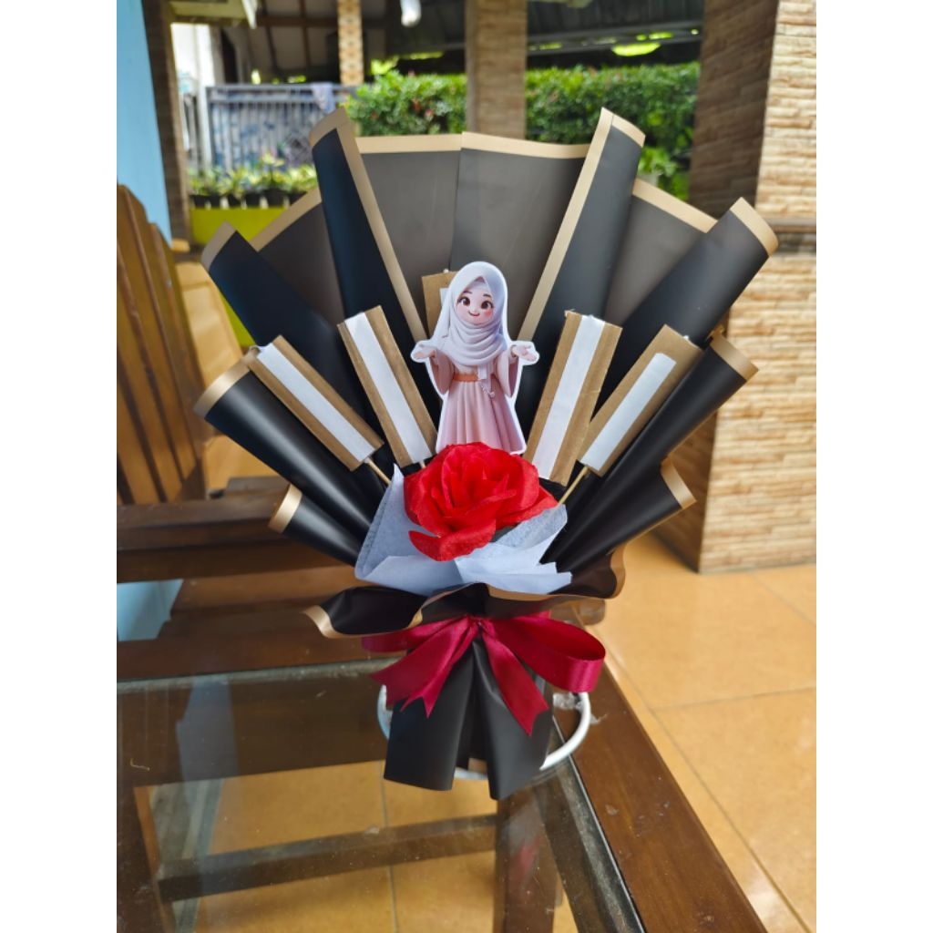 Buket hari ibu / happy mother day dengan wadah snack/coklat/fhoto/kopi tinggal tempel praktis