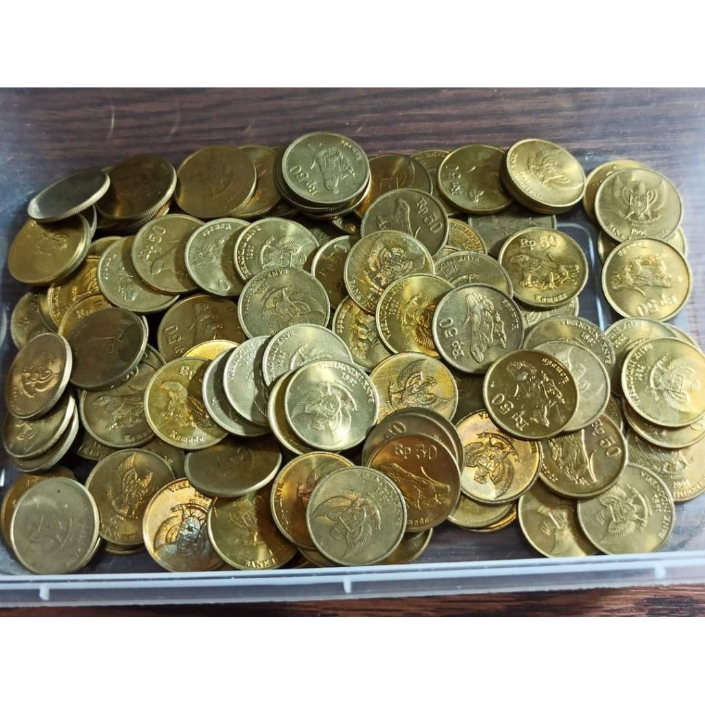 Koleksi Koin Kuno Cetakan Pertama 50 Rupiah Komodo Tahun 1991 - Kinclong Asli