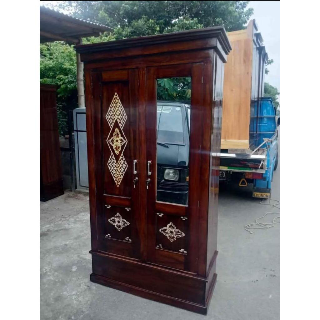 LEMARI MAHONI / LEMARI PAKAIAN / LEMARI 2 PINTU / LEMARI BAJU / LEMARI KAYU / PLITUR