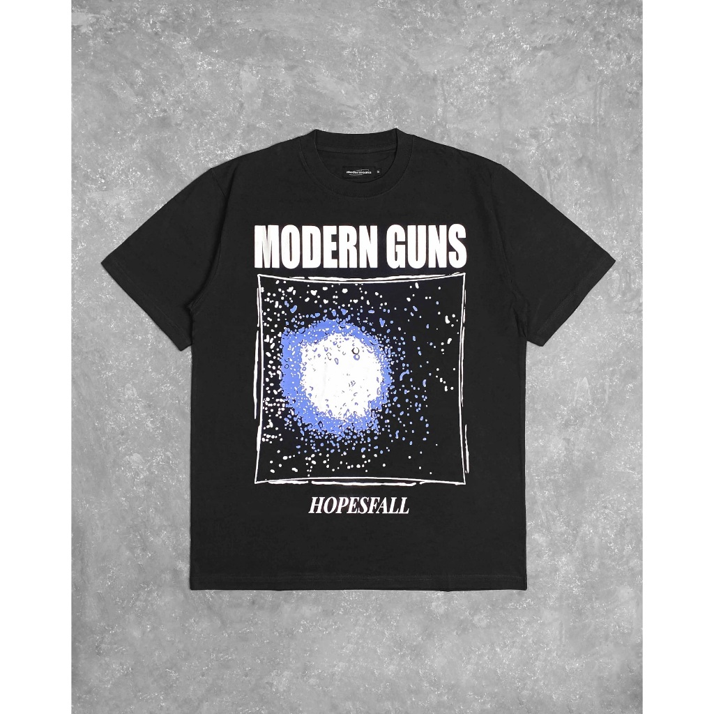 Kaos Band Modern Guns Tshirt Modern Guns - Hopesfall Hitam Unisex Cotton Combed24s Premium