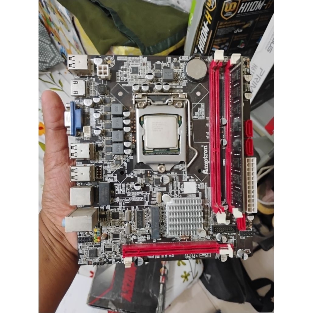 paket Mainboard Prosessor Amptron H55+ Core i5 650 gen 1