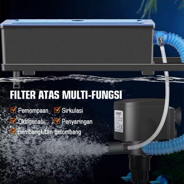 AKUARIUM TOP FILTER AKUARIUM BOX FILTER PEMBERSIH AKUARIUM AQUASCAPE LENGKAP