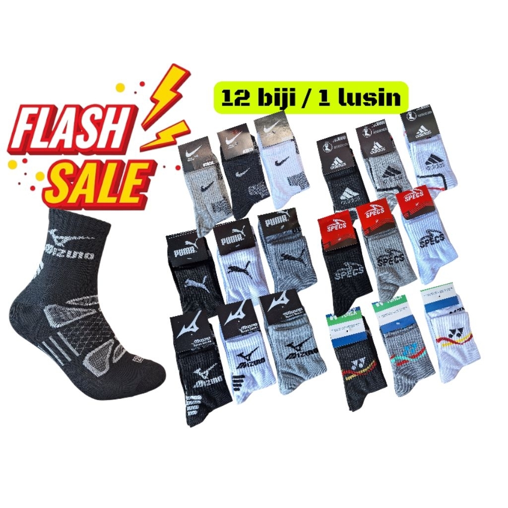 GROSIR LUSINAN (12 PCS ) KAOS KAKI PENDEK / GROSIR KAOS KAKI OLAH RAGA
