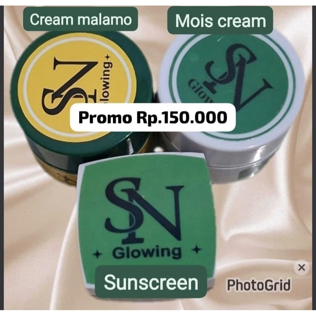 (READY LANGSUNG KIRIM) Sn / sn glowing / Paket siang malam free sabun toner moiz /:Raja plek sn glow