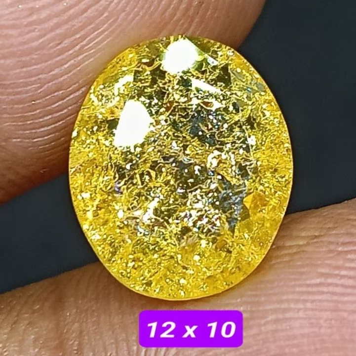 Batu Yellow Citrine Cutting , Pecah Seribu 12 x 10 mm