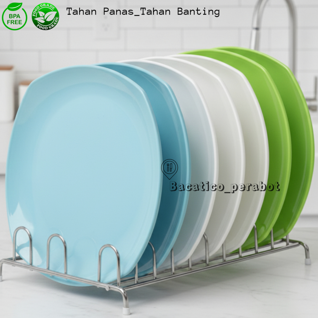 6 PIRING MELAMIN SEGI CEPER PRASMANAN 23CM PIRING MIE GACOAN SEMI MELAMIN ANTI PECAH