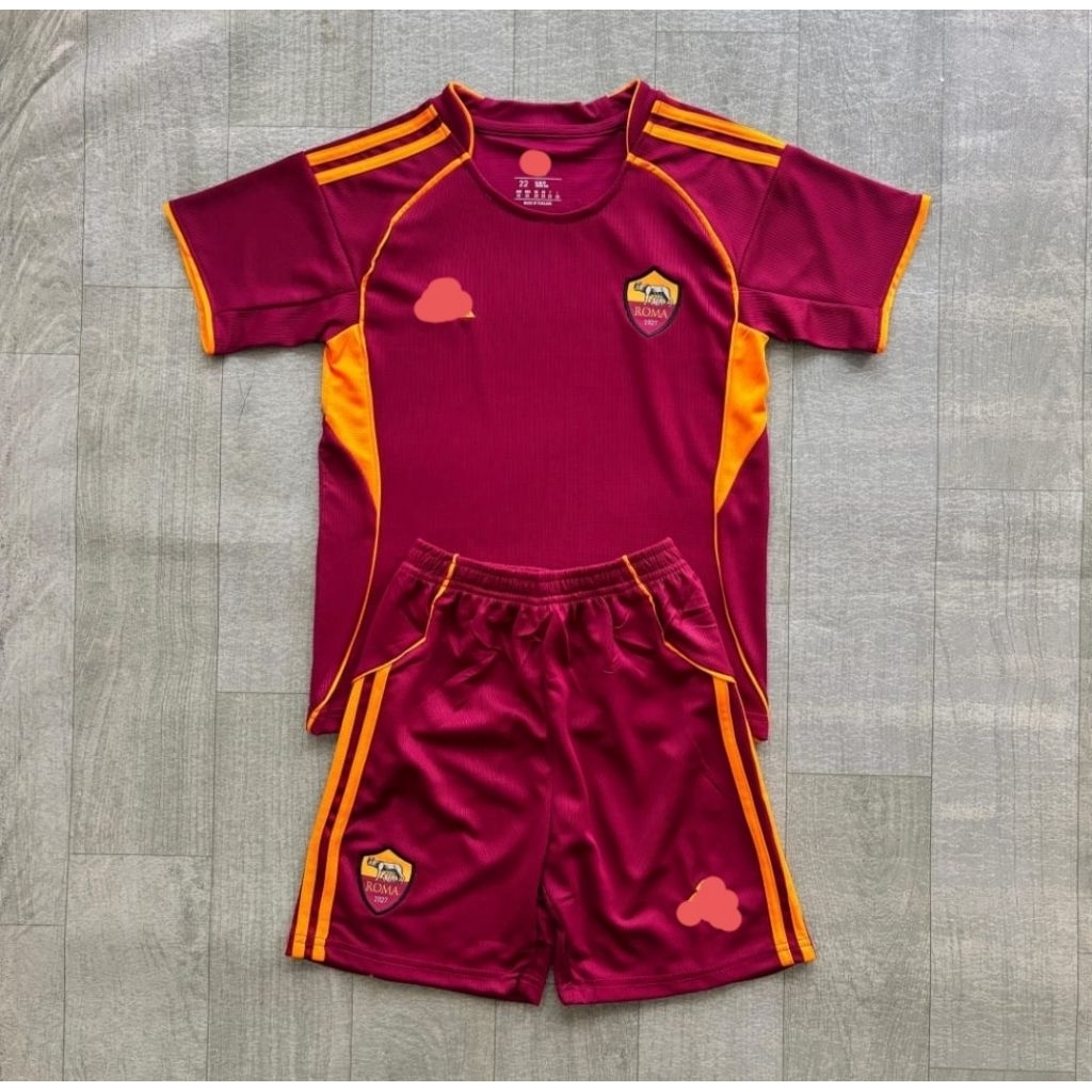 Stelan Setelan Jersey Kaos Baju Sepak Bola AS Roma Romanisti Home Away 3rd Third Training Merah Kids