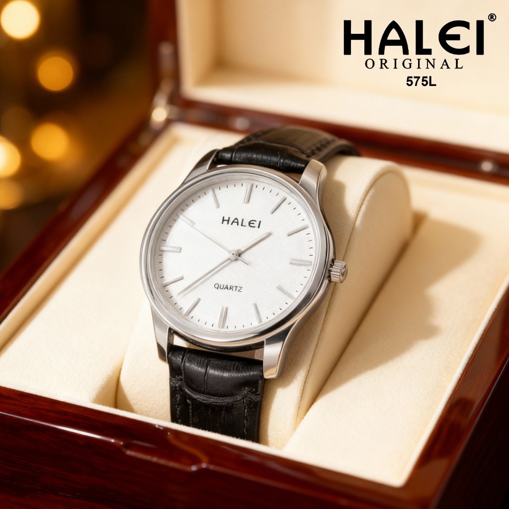 HALEI IND 575 L - Bergaransi Original Jam Tangan Cewek Tali Kulit Jamin Anti Air
