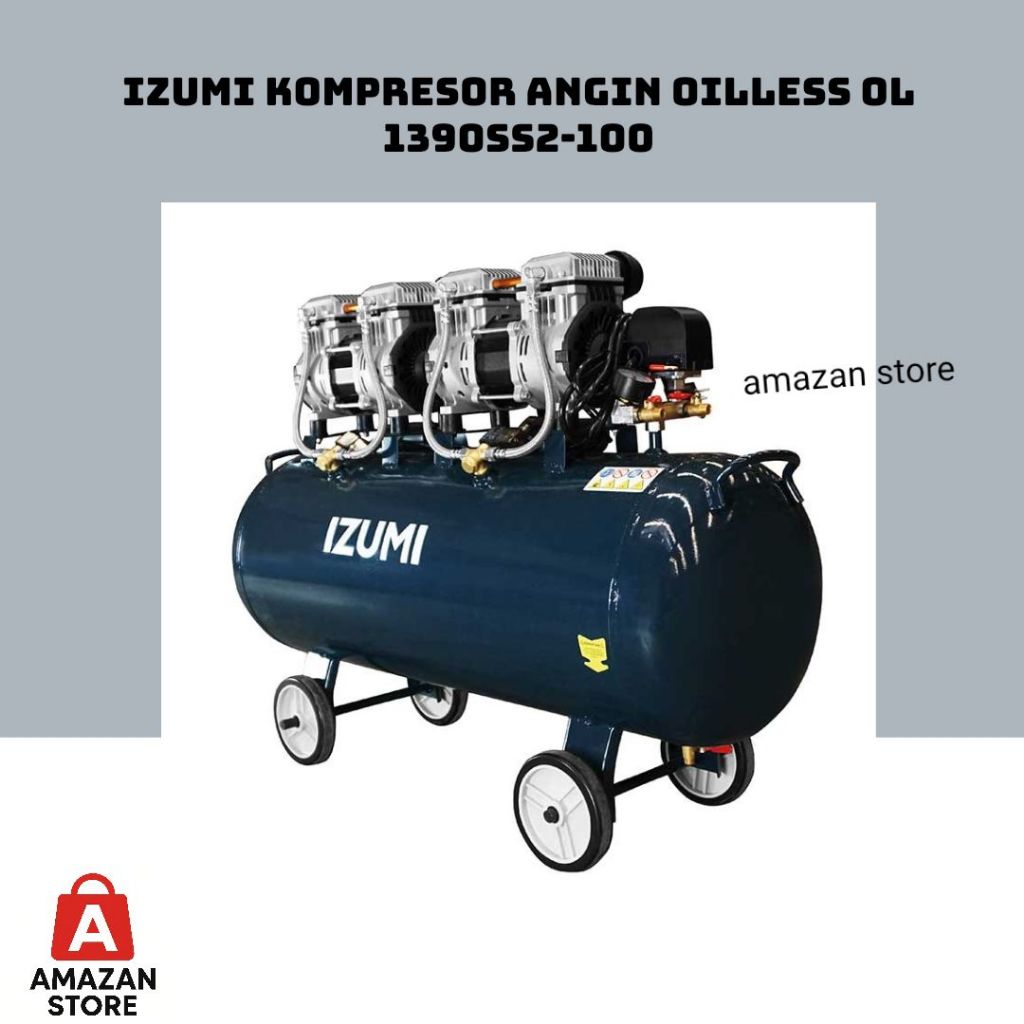 NLG Izumi OL 1390 SS2 - 100 / Mesin Kompresor Angin Oilles Izumi 100 Liter