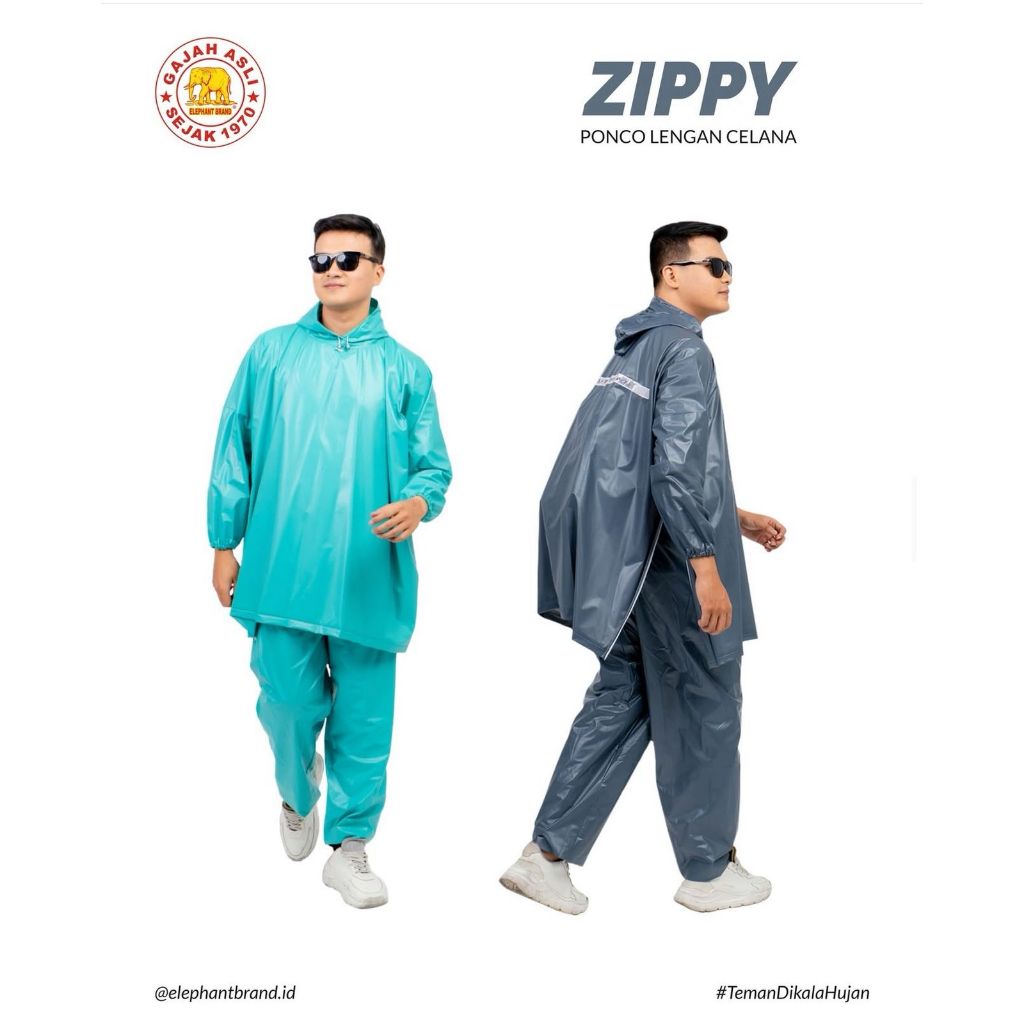 Elephant Brand Jas Hujan Ponco Lengan Celana Zippy
