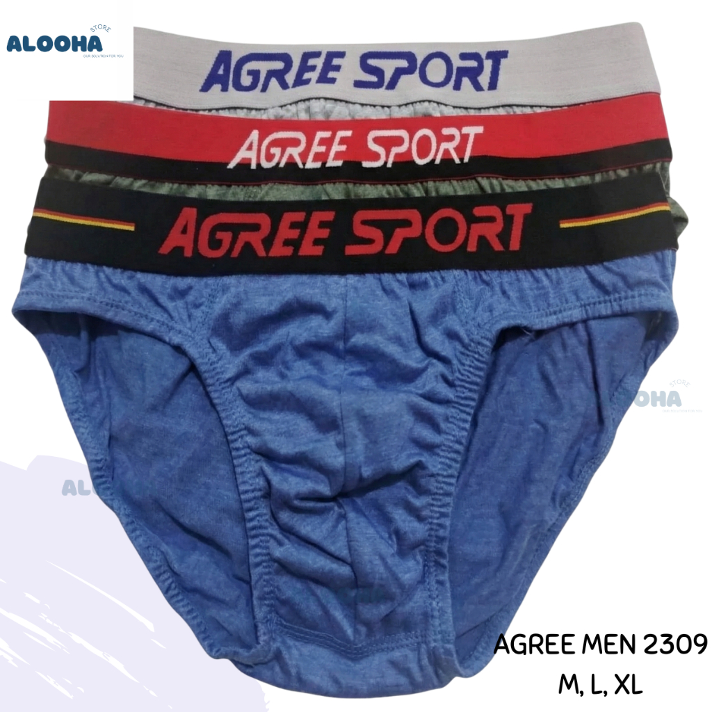 [ISI 3] CD Pria AGREE 2309 Sport Warna / Celana Dalam Pinggan Karet Model Boxer Premium