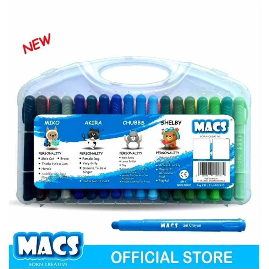 GEL CRAYON MACS 36 WARNA/CRAYON GEL MURAH