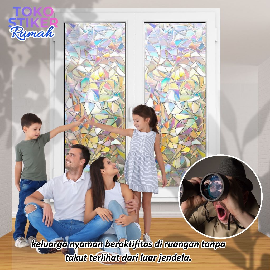 Sticker Kaca Jendela60Cm*200Cm,Stiker Pintu Kamar Mandi Sticker Kaca Jendela Rumah 3D Minimalis