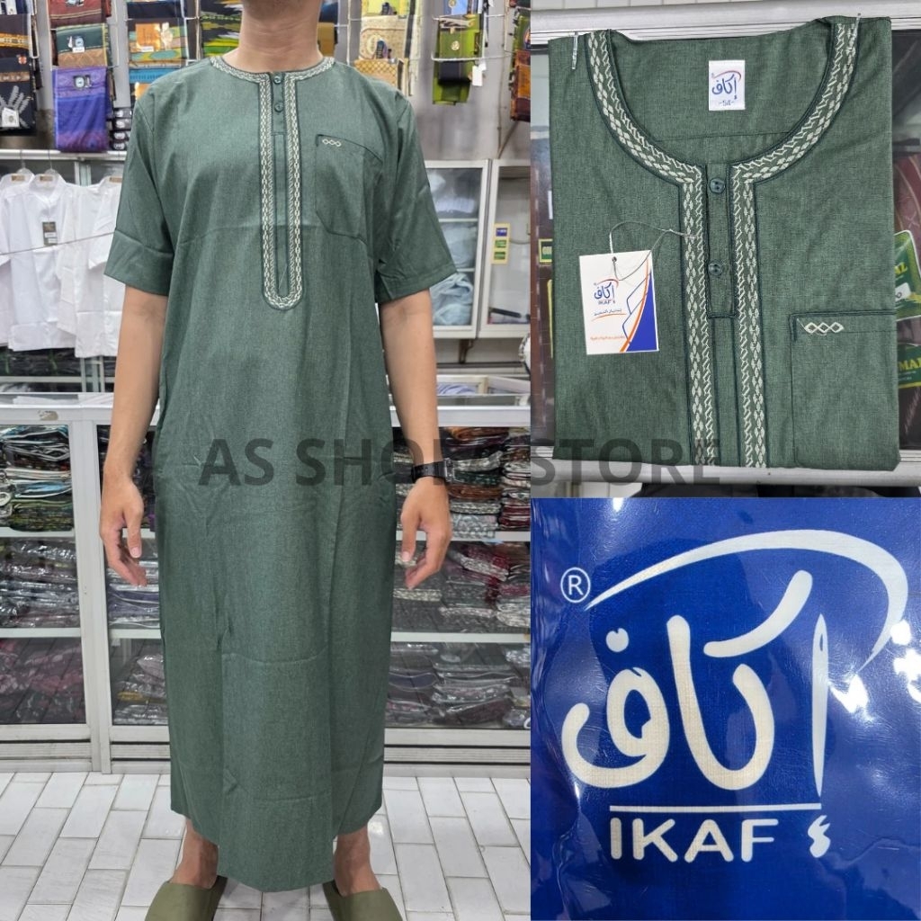 Gamis Pria Ikaf Jubah Ikaf Lengan Pendek Katun Dewasa Original