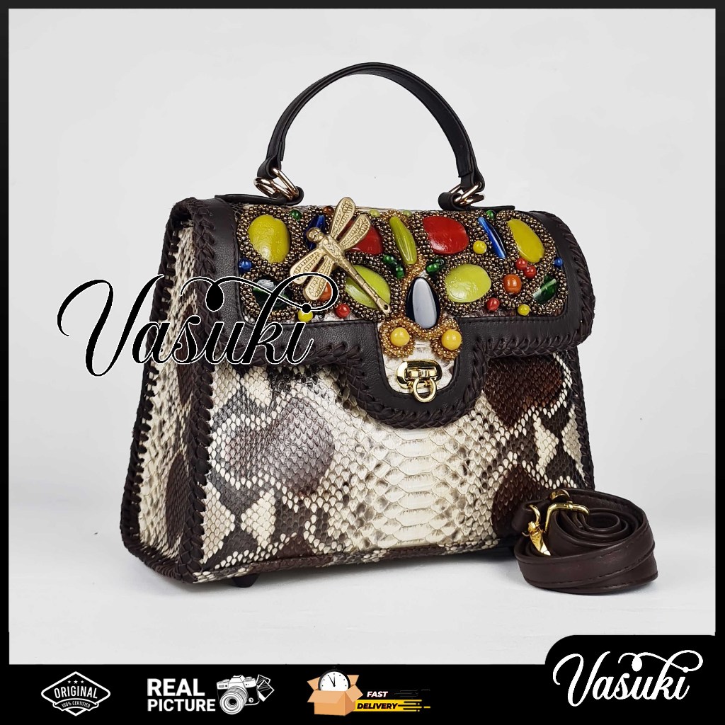 Tas Pesta Clutch Kulit Ular Asli