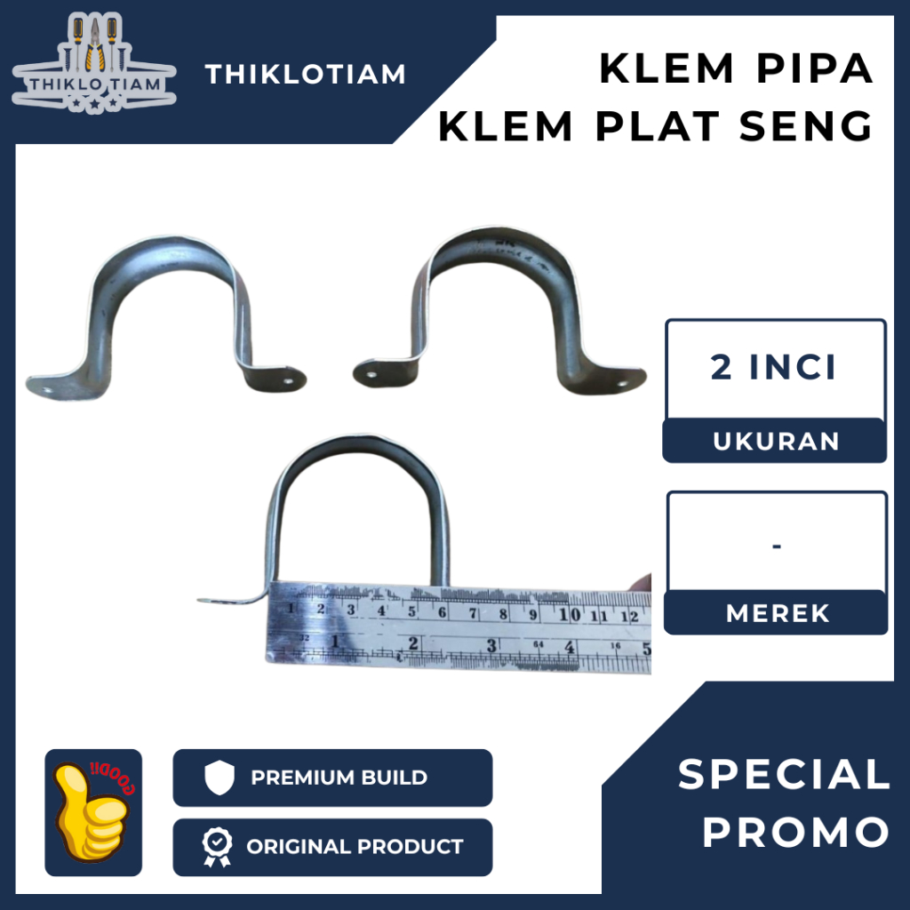[TLH]KLEM PIPA PLAT BESI/KLEM SENG 2" TEBAL / KLEM PIPA OMEGA GALVANIS 2"