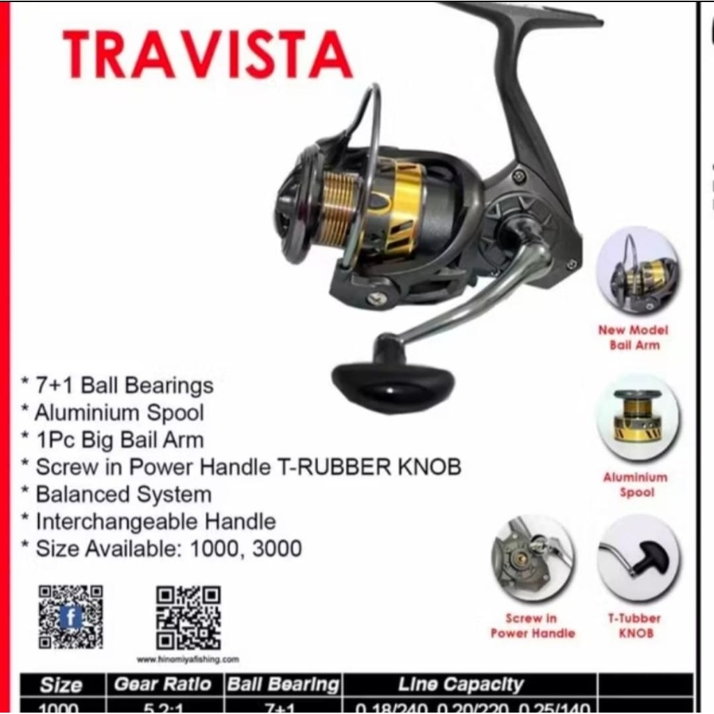 Reel Hinomiya Travista Power Handel 1000 Reel Pancing