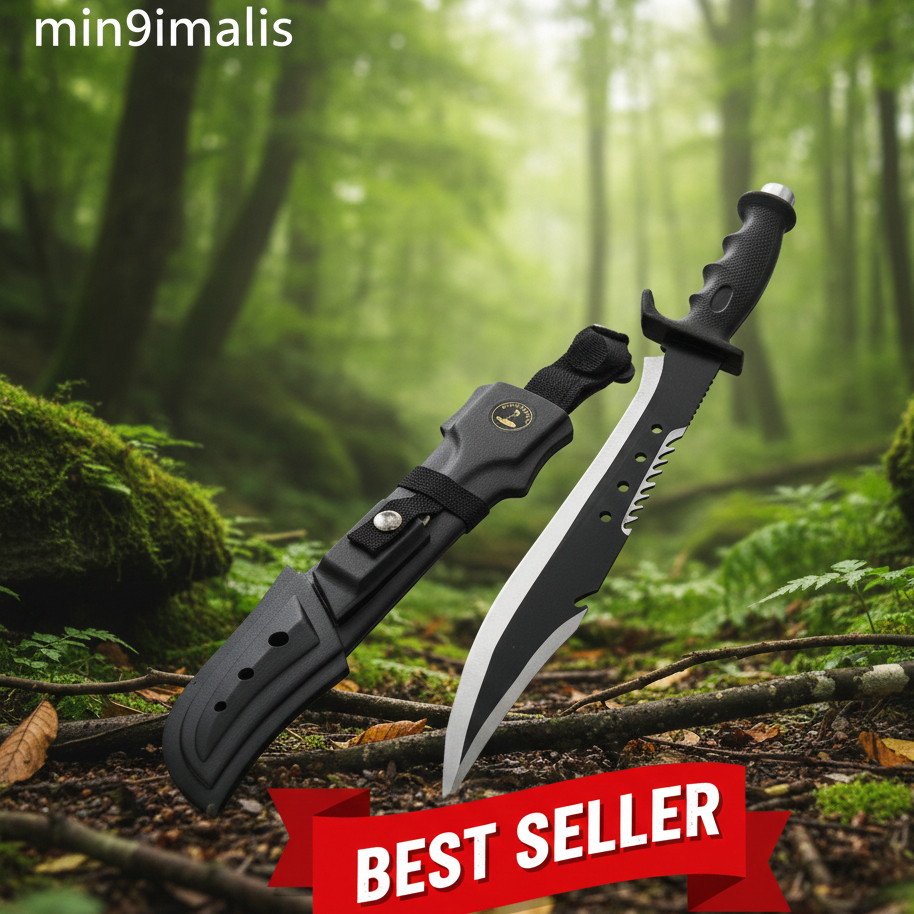 Pisau hitam king hunting siap pakai kursang knife / pisau berburu anti karat