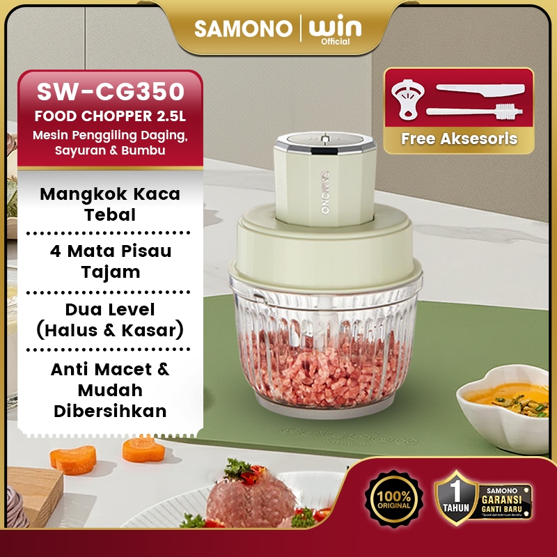 SAMONO Chopper Multifungsi 2,5 Liter Coper Daging dan Bumbu Dapur Low Watt 350W Choper Blender Porta