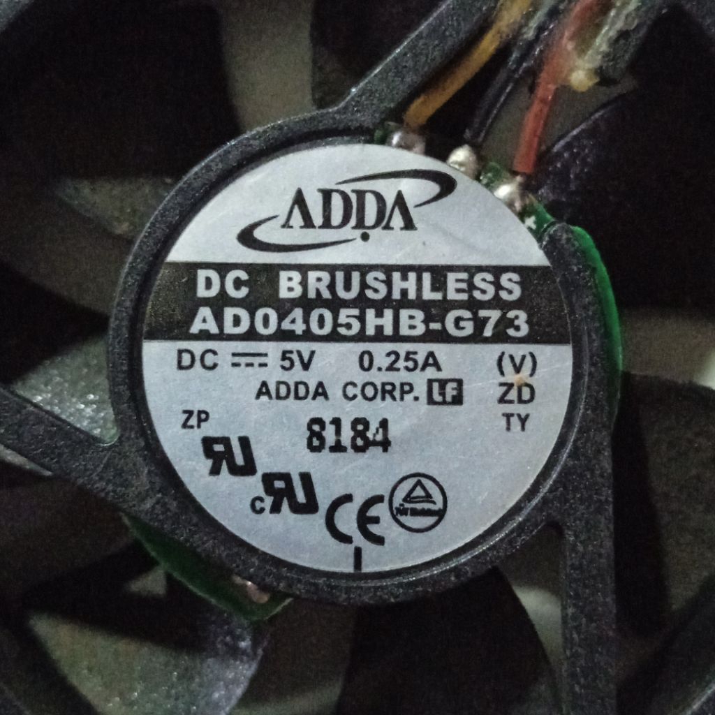 KIPAS ADDA DC 5V 0.25A 4X4 CM TEBAL 1CM FAN BEKAS