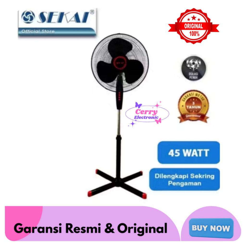 Kipas Angin Berdiri Sekai SFN1620 (16")/Standfan Sekai 16inci